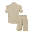 thumbnail image 5 of JIKNTTR Men's Polo Shirt And Shorts Set Solid Color Button Down Short Sleeved Shirt And Drawstring Shorts Mens Casual Sports Two Piece Set Stylish Shorts Suit, 5 of 6