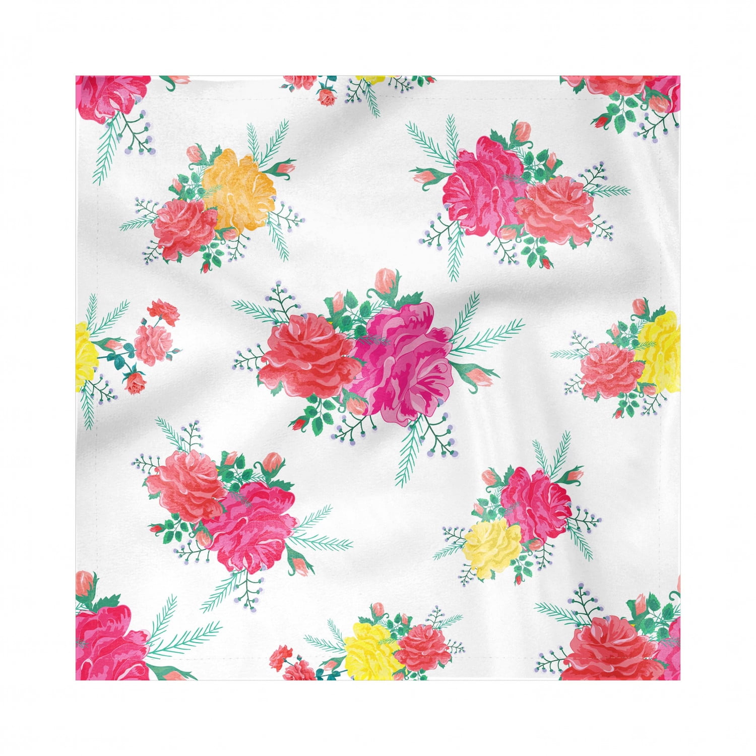 Pink Floral Napkins Set of 4, Continuous Nosegay Bouquets Pattern