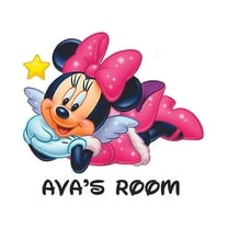 Minnie Mouse Wings Star Cartoon Customized Wall Decal - Custom Vinyl Wall Art - Personalized Name - Baby Girls Boys Kids Bedroom Wall Decal Room Decor Wall Stickers Decoration Size (18x20 inch)