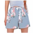 thumbnail image 4 of FAZVAOO Pajama Shorts for Women,Floral Printed Drawstring Elastic Waist Sleep Shorts,7"Inseam, 4 of 5