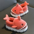 thumbnail image 4 of WhouRiu Big Boy Girl Cozy Slippers Cartoon Shark Warm Thick Scuff Slippers Kids Thermal Soft Platform Indoor Slippers Pink Big Kids1, 4 of 4