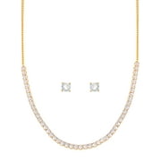 Believe by Brilliance 14KT Gold Flash Plated Brass Cubic Zirconia Tennis Necklace and Earring Set