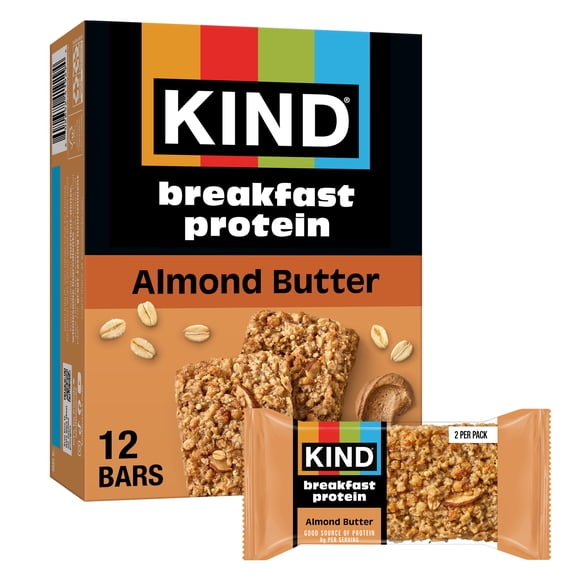 KIND Breakfast Protein Bars, Almond Butter, 1.76 oz, 12 Count