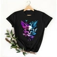 thumbnail image 4 of lcziwo Womens Cotton Basic Tees Tops Trendy Graphic Print Cute Shirts Casual Crewneck Short Sleeve T Shirt Vacation Pullover, Black, S, 4 of 5