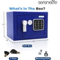 thumbnail image 2 of SereneLife Caja Fuerte Digital Premium de Acero 23 x 17 x 17 cm, Almacenamiento Seguro para Efectivo, Documentos y Joyería, Acceso Electrónico y Mecánico, Incluye 2 Llaves y Baterias, Azul, 2 of 5