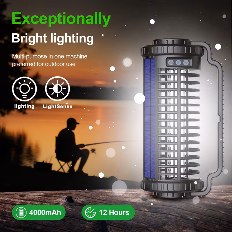 Outdoor solar insect killer, high-efficiency indoor mosquito killer, wireless rechargeable 4000mAh battery, waterproof mosquito repellent, suitable for outdoor, terrace, backyard, garden