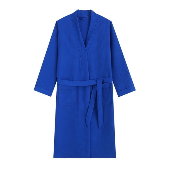 SHTXOZHI Mens Long Sleeve Robes Adjustable Tie Belt Bathrobe V-Neck Spa Robe Winter Textured Sleepwear with Pocket