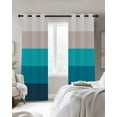 thumbnail image 3 of Blue Aqua Ombre Blackout Curtains 63 Inches Long for Bedroom, Modern Abstract Art Farmhouse Striped Thermal Insulated Room Darkening Black Out Window Curtain Panels Grommet Drapes for Living Room, 3 of 8
