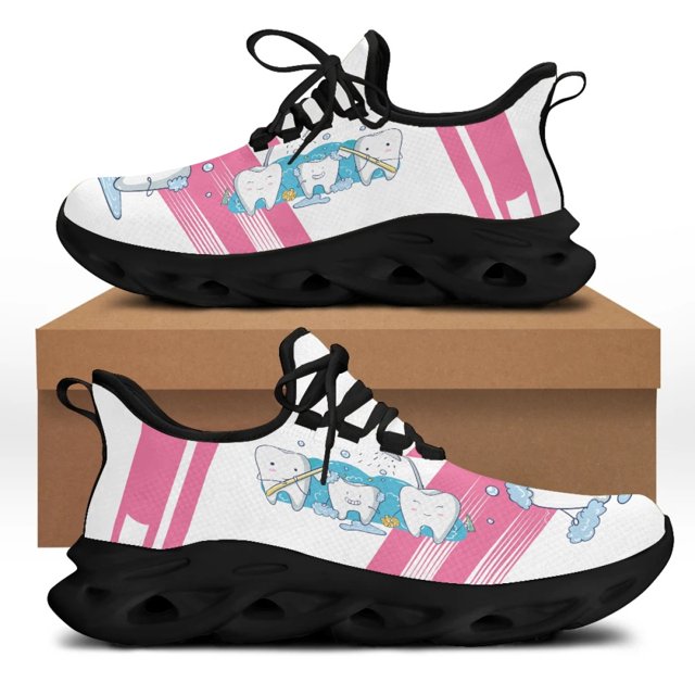 Yikeluo - Zapatos blancos de enfermería y odontología para mujer, con bonitos dibujos de enfermeras, médicos y profesionales de la salud, diseño de marca, zapatillas planas de malla para mujer