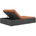 thumbnail image 4 of Modern Contemporary Urban Design Outdoor Patio Balcony Chaise Lounge Chair, Orange, Rattan, 4 of 4