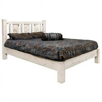Montana Woodworks Homestead Collection California King Size Platform Bed with Laser Engraved Wolf Design, Ready to Finish