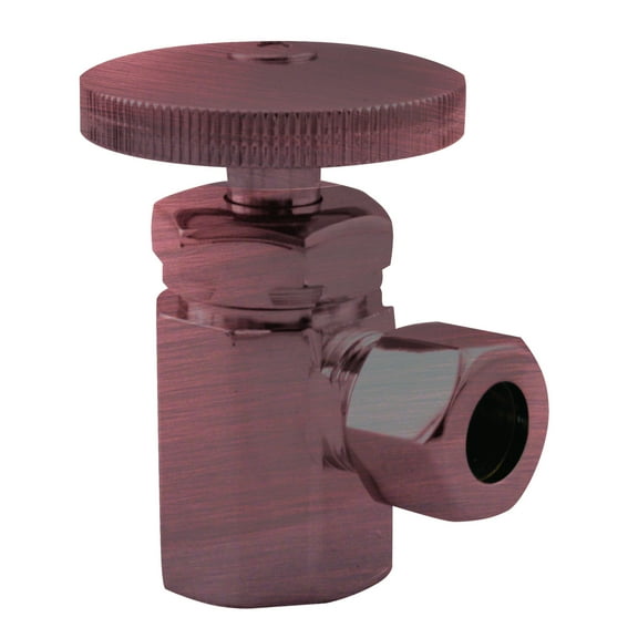 Westbrass Round Handle Angle Stop Shut Off Valve 1/2-Inch IPS Inlet with 3/8-Inch Compression Outlet in Antique Copper