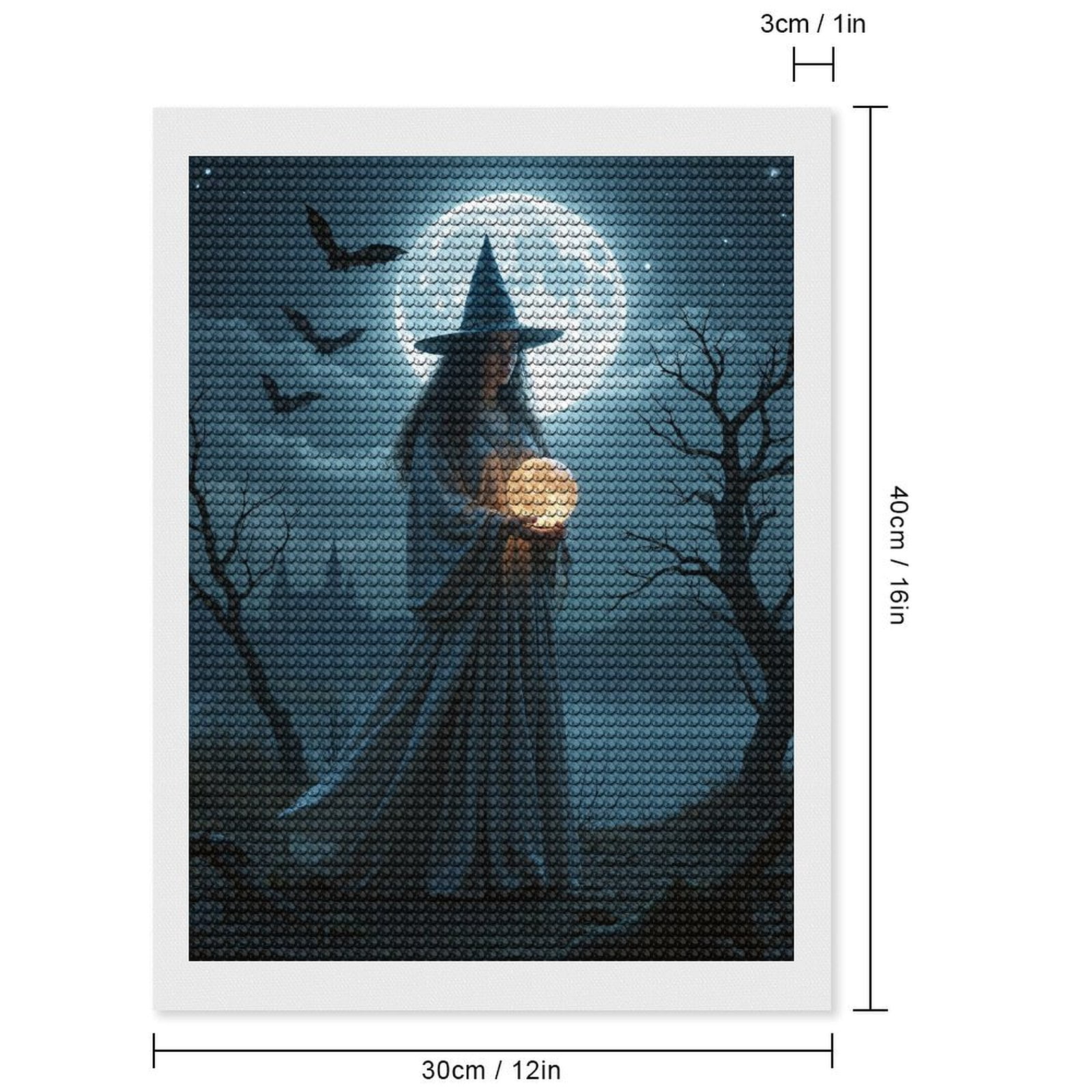 Diamond Art Kits for Adults - Moonlit Witch Night Scene 5d Diamond Painting for Adults, Diamond Art for Adults Beginners, Frameless Diamond Painting Kits for Adults for Home Wall Decor