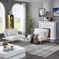 thumbnail image 6 of FFZ Convertible Sofa Bed Futon with Gold Metal Legs and Teddy Fabric, White Teddy, 6 of 14