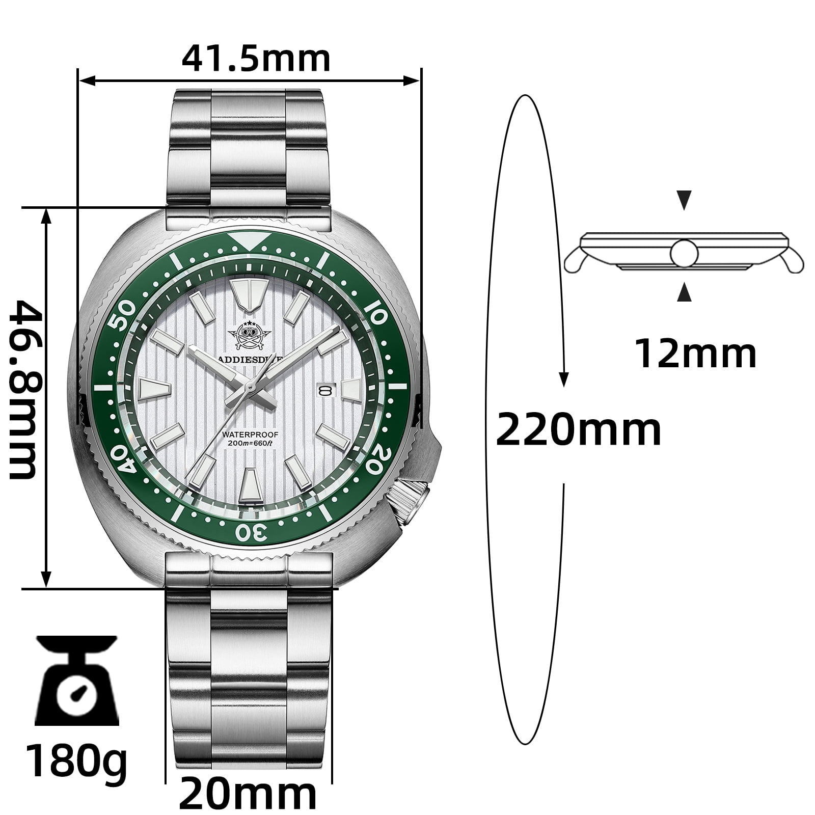 ADDIESDIVE Men’s Quartz Watch 200M Waterproof Dive Watch, Japanese Movement, Sapphire Crystal, Ceramic Bezel & Stainless Steel Watches for Men