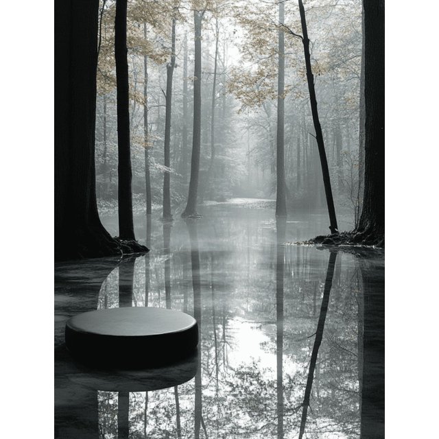 Qisvanset Framed Canvas Wall Art, 12x16 Inch Forest Reflection Vintage Enchanting Wall Painting
