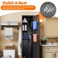 thumbnail image 5 of Aobabo 72''H Metal Broom Closet Storage Cabinet with Wheels, Steel Cleaning Tool Cabinet for Garage with Pegboards and Hooks,Assembly Required,Black, 5 of 9