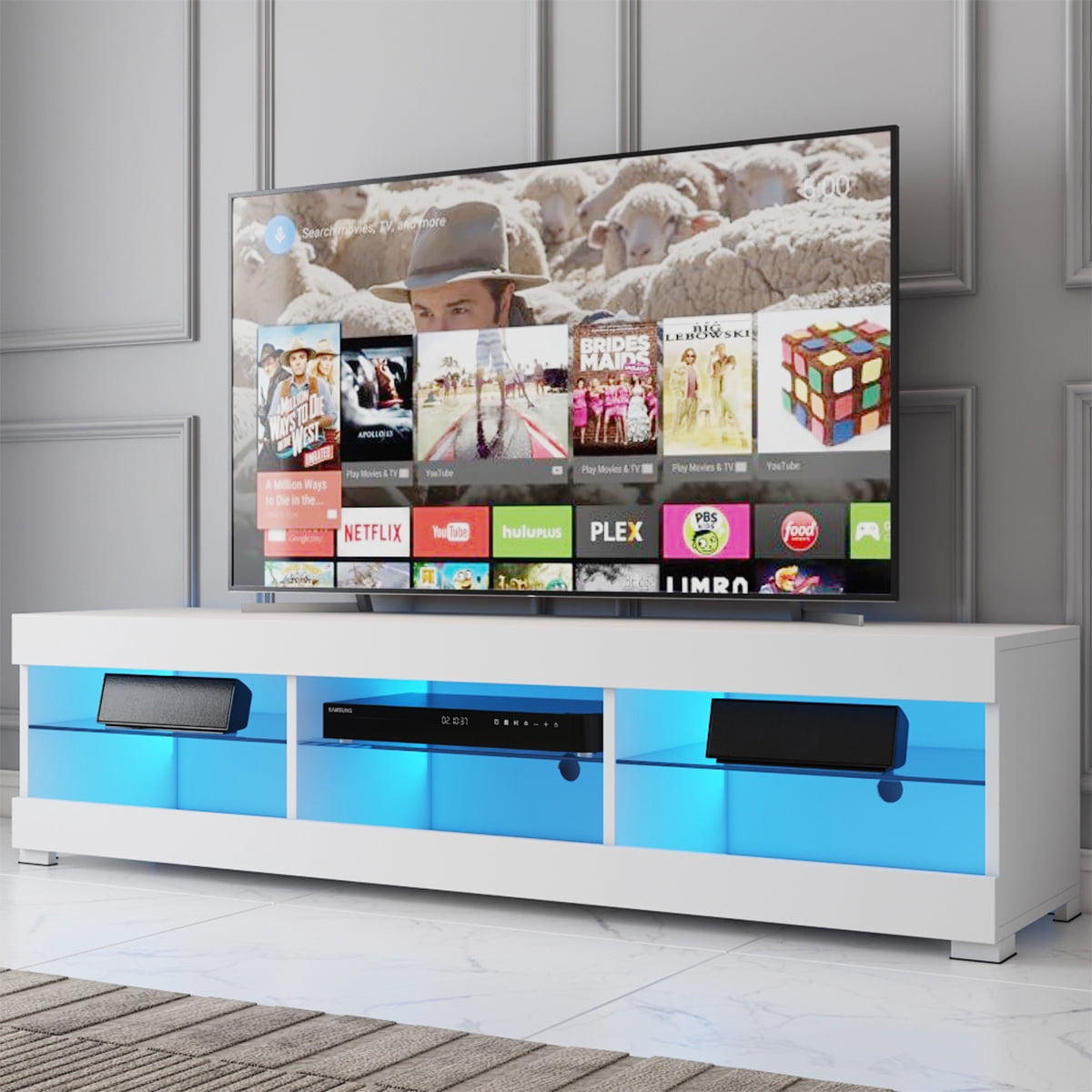 57'' TV Stands w/LED Lights for TVs up to 65", Multiple Finishes  Entertainment Center, Home Living Room Furniture - Walmart.com