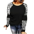 thumbnail image 1 of Couleurs Multiples des Femmes Sexy Confortable Nature Col Rond Impression à Manches Longues Polyester Top (Noir, XXL), 1 of 4