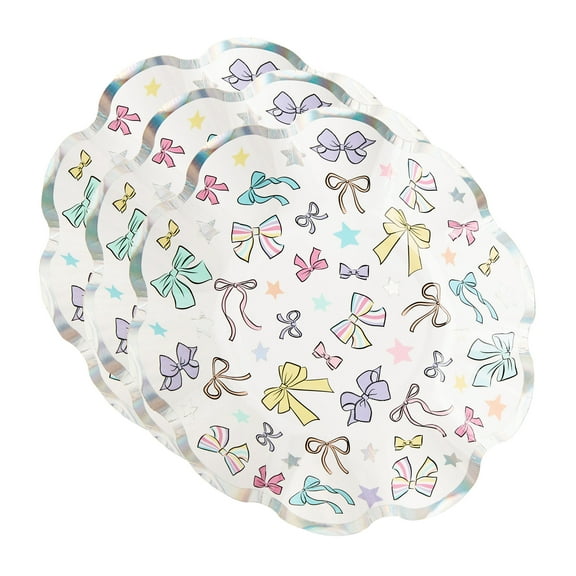 Bows Ruffle Edge Paper Party Plates, 7", Multicolor, 10 Count, by Way To Celebrate