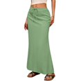 thumbnail image 7 of Yucgh Women's Solid Color Fishtail Split Skirt with Elastic Waist & Side Pockets, Swing Maxi Skirt, Casual Linen Blend Beach Skirt for Summer,Mint Green,XL, 7 of 7