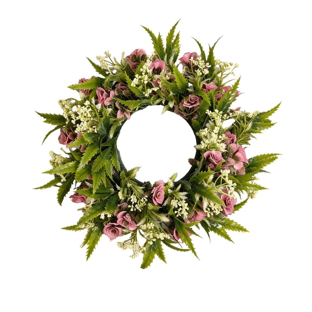 SIYTUAU 14 Inch Simulated Flower Wreath For Spring Summer Door Window Decoration S