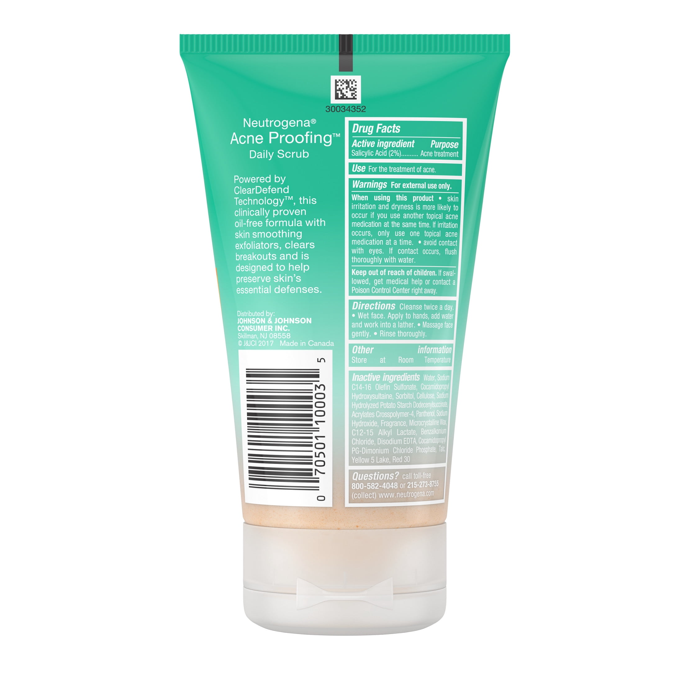 Neutrogena Acne Proofing Exfoliating Facial Scrub, 4.2 oz