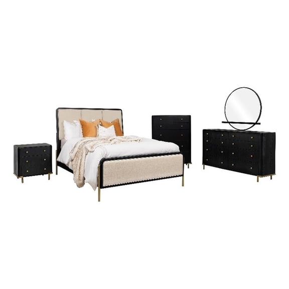Arini 5-piece Queen Bedroom Set Cream and Black