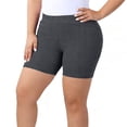 thumbnail image 2 of Feancey Plus Size Biker Shorts for Women Ribbed Knit Stretchy High Waisted Running Workout Shorts Cozy Soft Yoga Lounge Shorts Dark Gray 5XL, 2 of 10