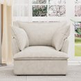 thumbnail image 4 of Modern Beige Chenille Armchair, Bedroom Chair. Manufactured Wood Frame, Soft Fabric, Removable Cushion Covers For Cleaning, 38"l X 37.4"w 32.26"h Chair Loft. Plastic Legs, Fabric Cover, 4 of 6