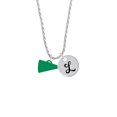 thumbnail image 2 of Delight Jewelry Acrylic 3/4" Green Megaphone Silvertone Script Initial Disc - L - Charm Necklace, 20"+3", 2 of 4