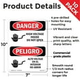 thumbnail image 2 of High Voltage Inside Do Not Open Bilingual OSHA Danger Rigid Plastic Sign 10 Inch x 7 Inch - 10 Pack, 2 of 8
