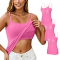 thumbnail image 2 of WTOBBY 3-Pack Women's Camisole with Built-in Chest Pad, Sexy Oversized Underwear Set, Soft Stretchy Comfort Fit Plus Size Tank Tops for Layering,Hot Pink 2XL, 2 of 4
