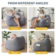 thumbnail image 5 of GOODONE Giant Bean Bag Chair with Pillow,Bean Bag Couch Stuffed High-Density Foam, Plush Lazy Sofa Comfy Chair,Large BeanBag Chair for Adults in Livingroom,Bedroom,Grey, 5 of 8