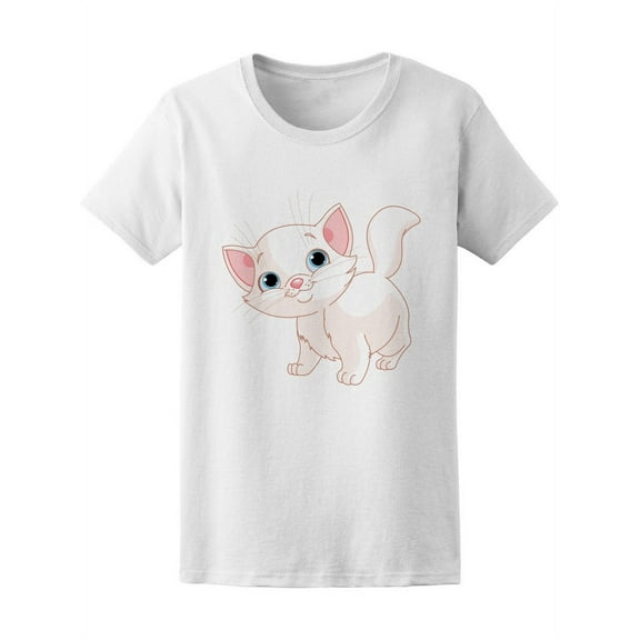 Cute Cartoon Kitten Cat Tee Women's -Image by Shutterstock