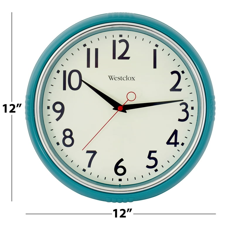 Westclox 12” Teal Retro Analog Quartz Accurate Wall Clock with