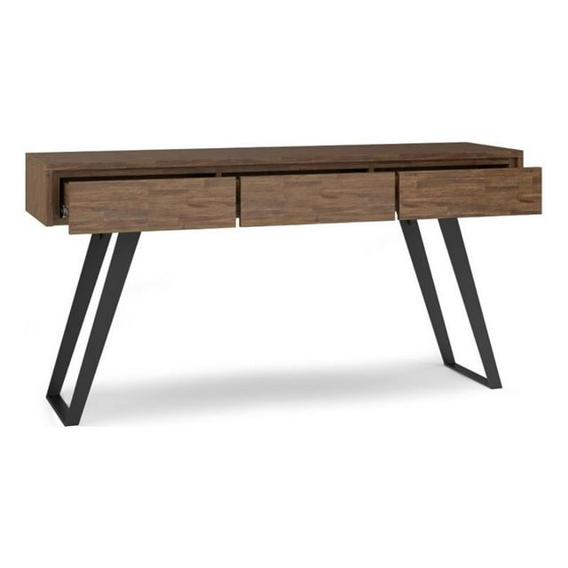 Table Console Moderne en Bois d'Acacia et Métal 60"WD Lowry en Brun Vieilli Naturel