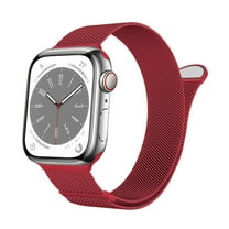 Magnetic Milanese Loop - Compatible with Apple Watch Bands 42mm 44mm 45mm 49mm Women Men,Stainless Steel Mesh Metal Strap for iWatch Bands Series 9 8 7 6 5 4 3,SE 2nd Generation, Red