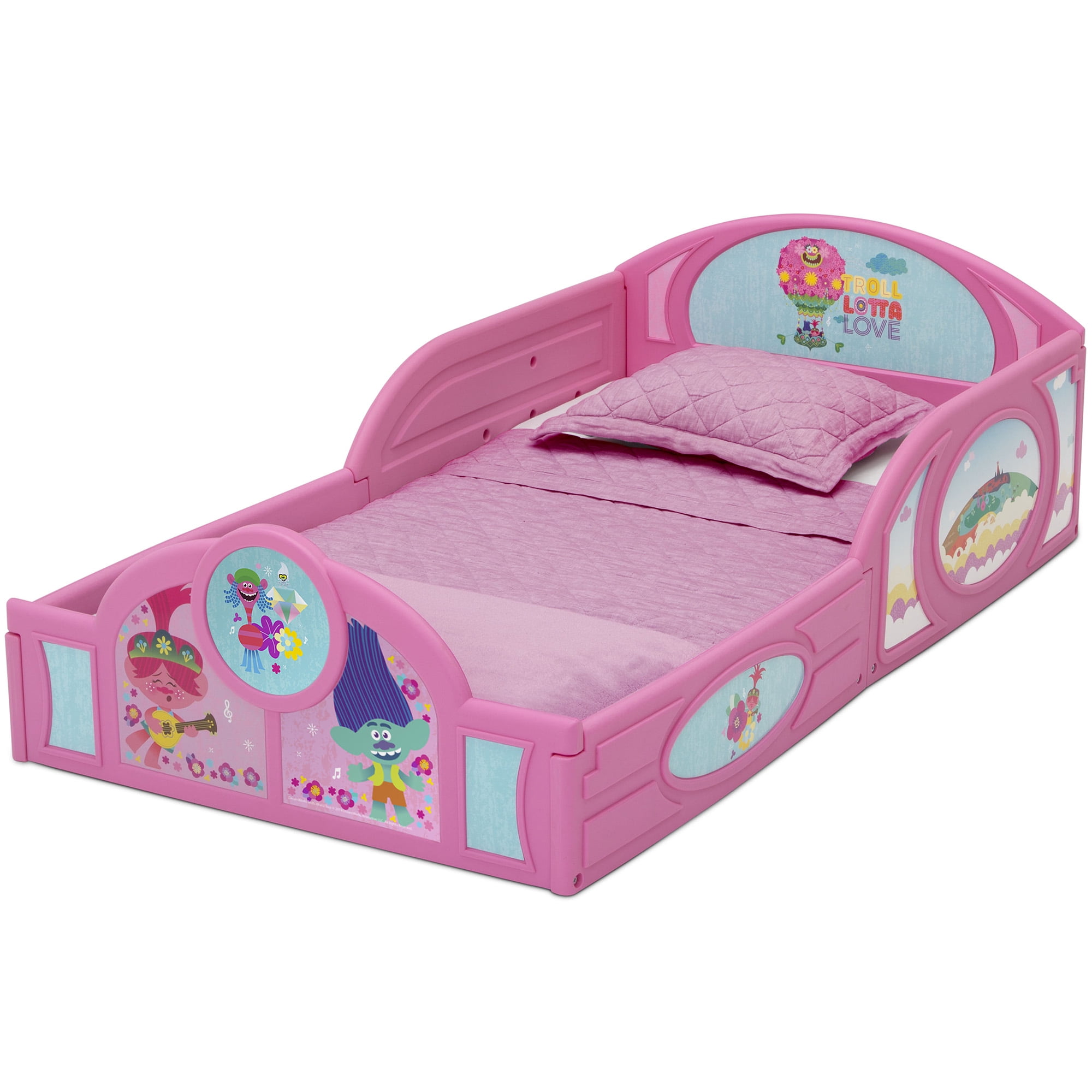 Trolls World Tour Plastic Sleep and Play Toddler Bed by Delta Children