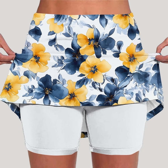 Ailaofu Womens Fashion Floral Skort High Waisted Athletic Skirt with Built In Shorts Casual Tennis Skirt for Women
