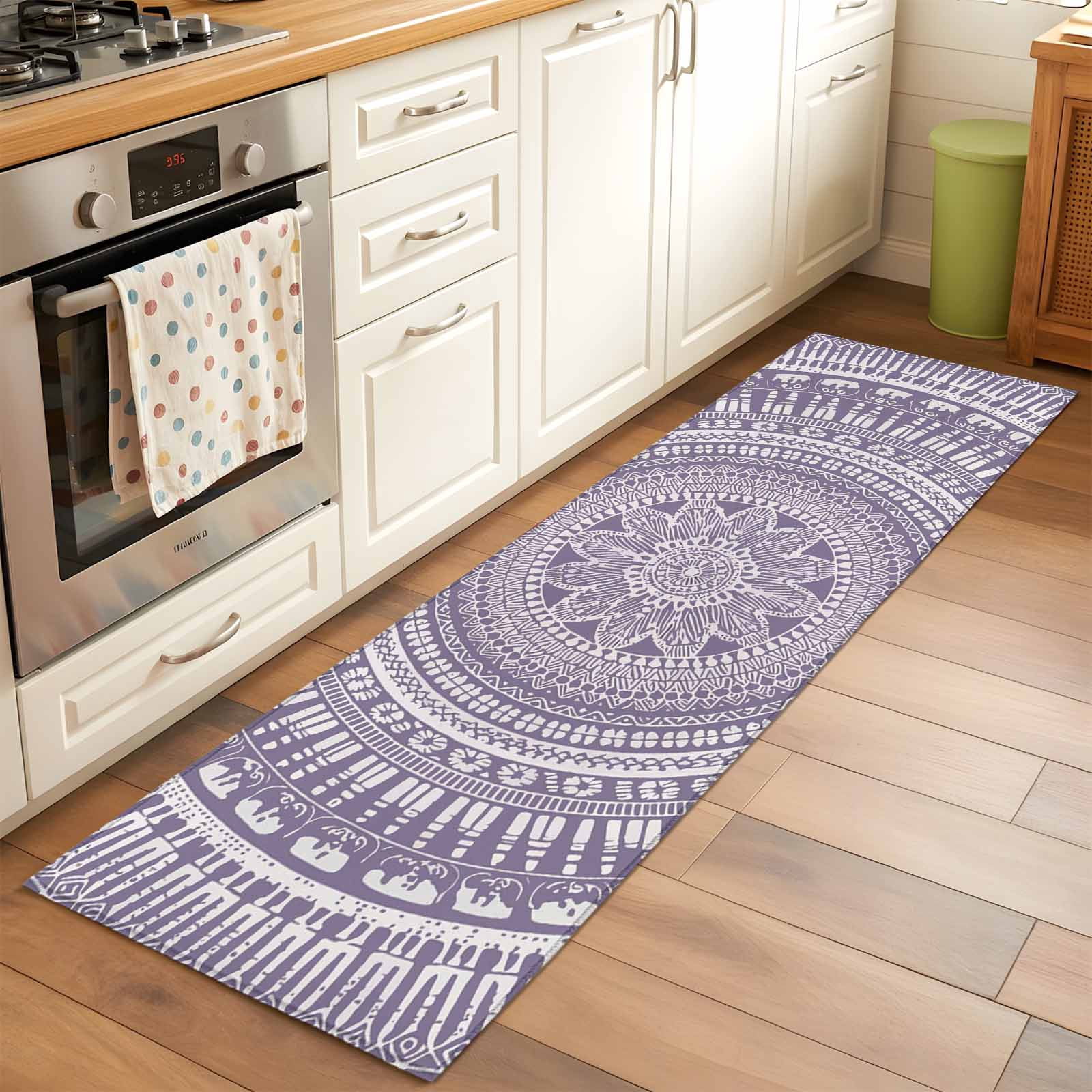 Purple Boho Kitchen Runner Rug 2x6 Washable Runners for Hallway Non Slip Mantoro Flower Modern Abstract Bohemian Floral Large Area Rug Indoor Floor Carpet for Bathroom Laundry Entryway Bedroom