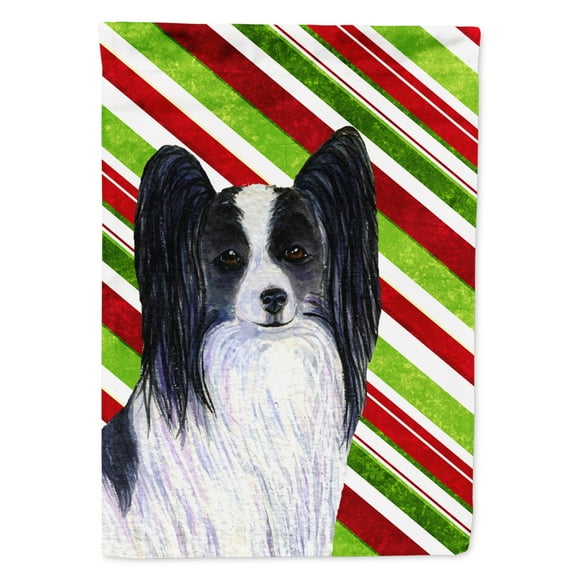 Carolines Treasures SS4574-FLAG-PARENT Papillon Candy Cane Holiday Christmas Flag  multicolor