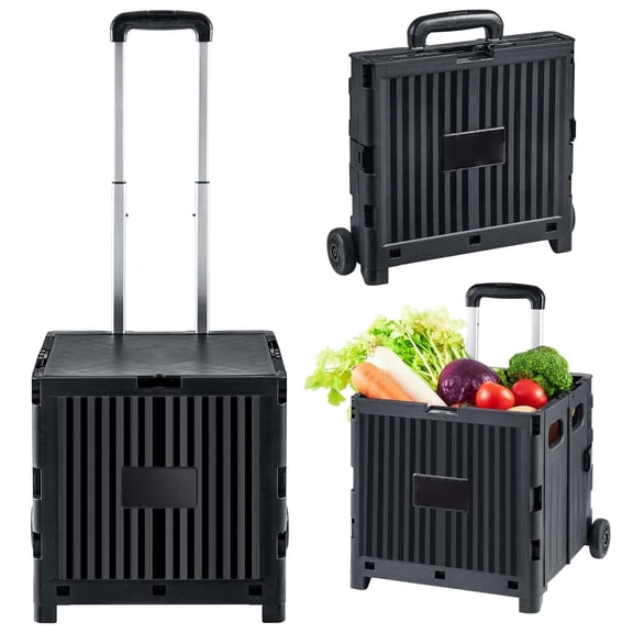 Foldable multi-functional trolley, portable box-handled trolley, simple and portable, heavy-duty telescopic handle and 2 silent rubber wheels, suitable for carrying luggage and shopping