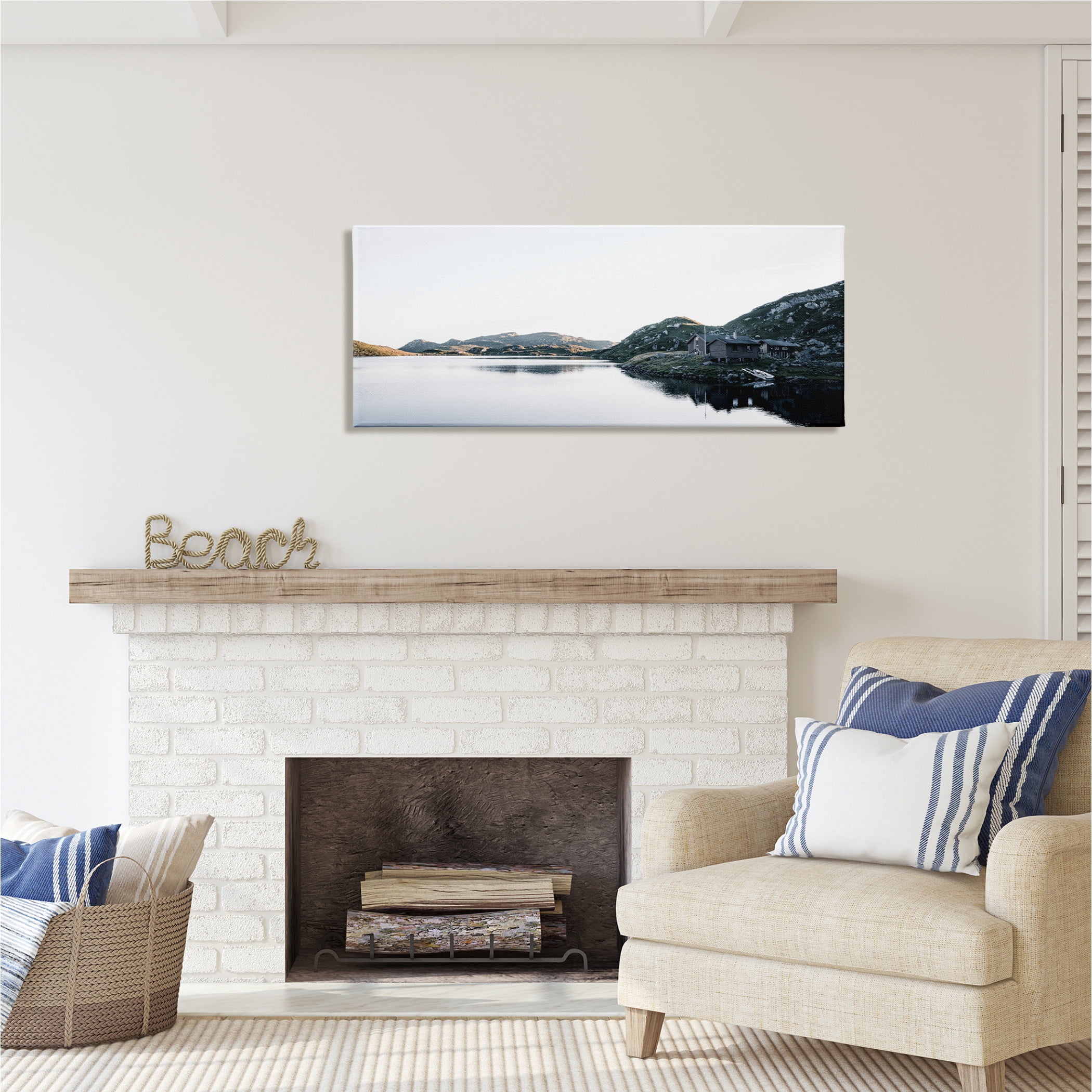 Stupell Industries Lakeside Horizon Photography Nature Photography Gallery Wrapped Canvas Print Wall Art, 48 x 20