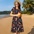 thumbnail image 4 of Goofa Cute Animals Pattern Women Summer Short Sleeve Midi Dress with Pockets Casual Aline Flowy Tshirt Dress Vocation Beach Sundress, 4 of 6
