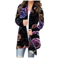 thumbnail image 2 of Women's Fashion Casual Halloween Print Medium Length Cardigan Jacket Coat, 2 of 5