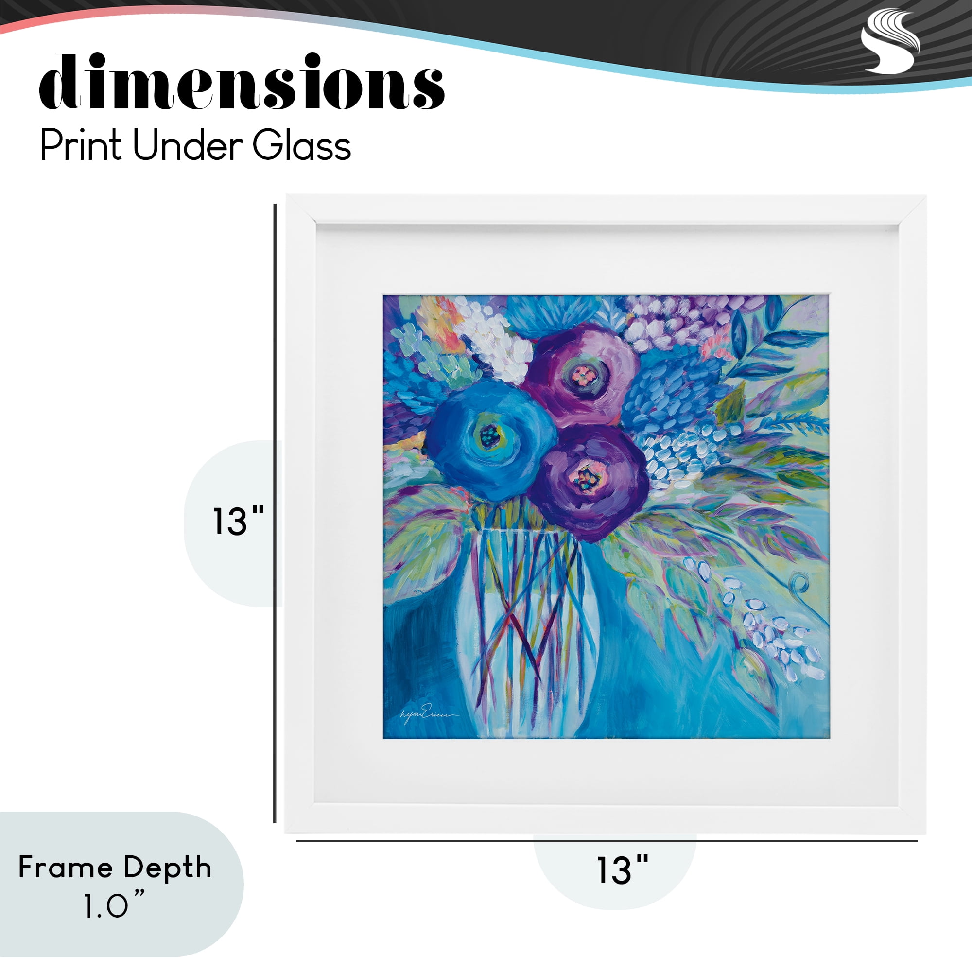 Stupell Industries True Blue Flower Bouquet White Framed Print Under Glass, design by Lynn Ericson Fine Art