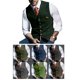 thumbnail image 2 of Chaleco De Un Solo Pecho Con Cuello En V Patrón De Cuadros Chaleco Casual De Moda Delgado Para Hombres Verde S, 2 of 6