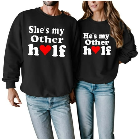 ZHOUCHANKIDS Men s Valentine Print Casual Sports Style Hoodless Sweatshirt For Autumn Winter Comfortable Pullover Black XXL