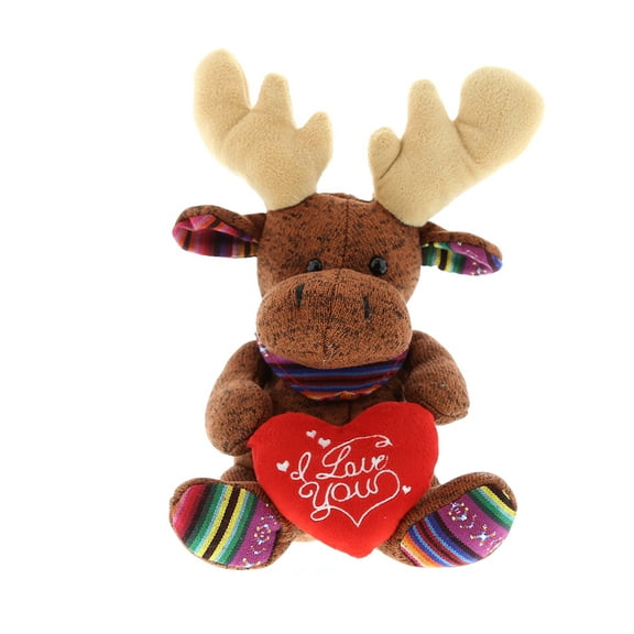 DolliBu I Love You Heart Funky Sitting Moose Plush - 9 inches